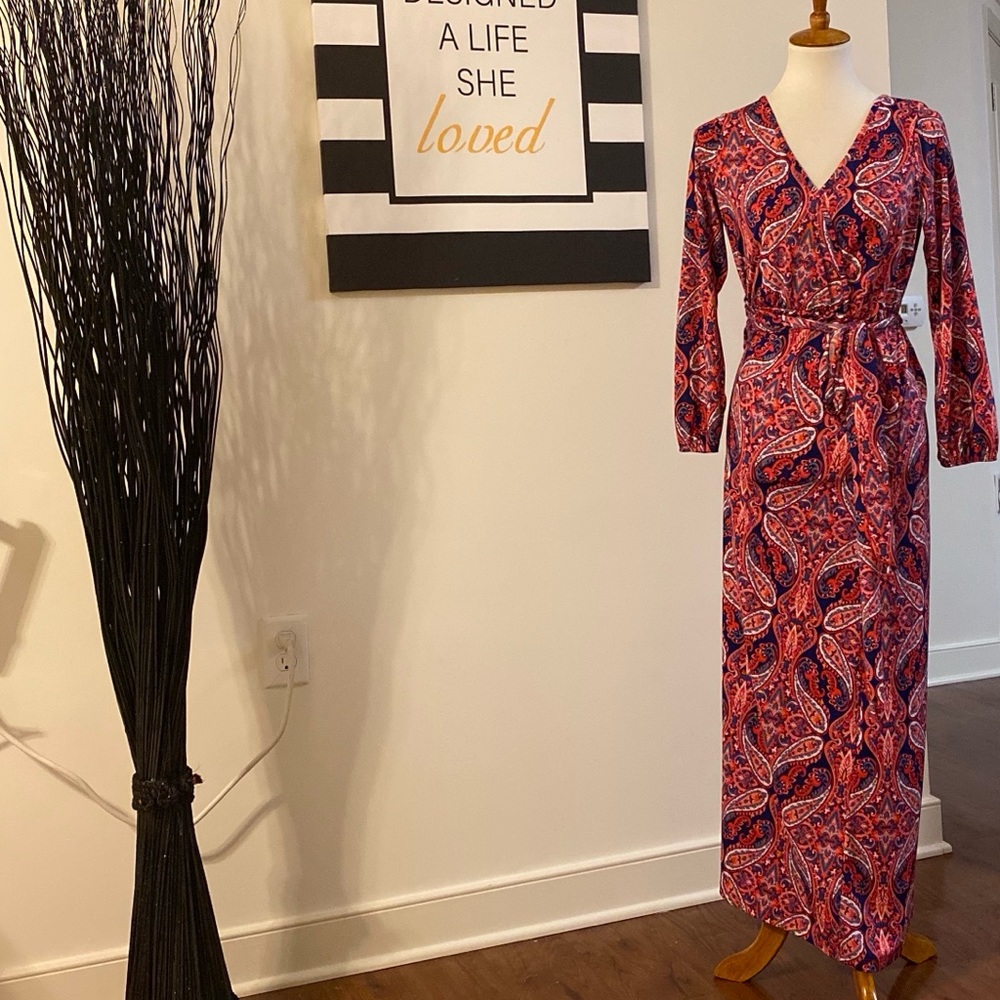 Multi colored maxi dress with belt